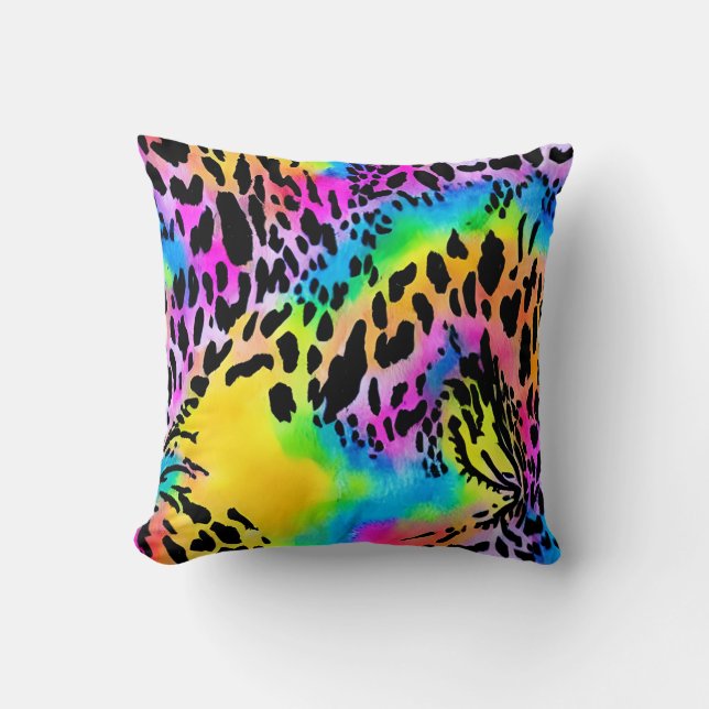 Colourful Animal Print Pattern Throw Pillow (Front)