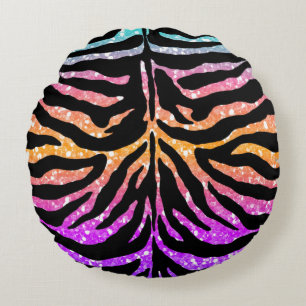 Colourful Animal Print & Paw Texture Round Pillow