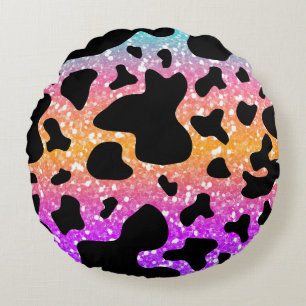 Colourful Animal Print & Paw Texture Round Pillow