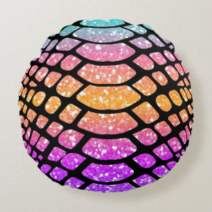 Colourful Animal Print & Paw Texture Round Pillow
