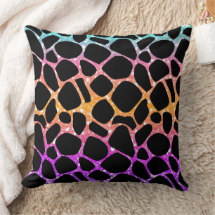Colourful Animal Print & Paw Texture Throw Pillow
