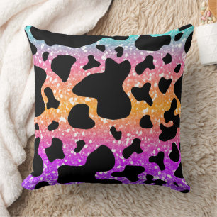 Colourful Animal Print & Paw Texture Throw Pillow
