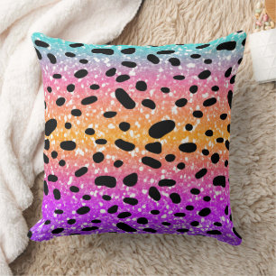 Colourful Animal Print & Paw Texture Throw Pillow