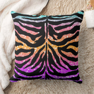 Colourful Animal Print & Paw Texture Throw Pillow
