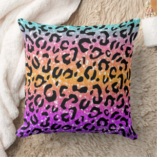Colourful Animal Print & Paw Texture Throw Pillow