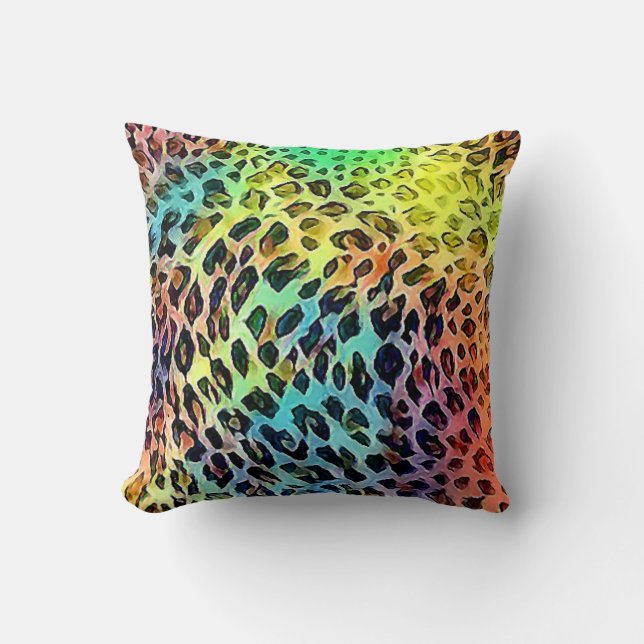 Colourful Animal Print Throw Pillow (Front)