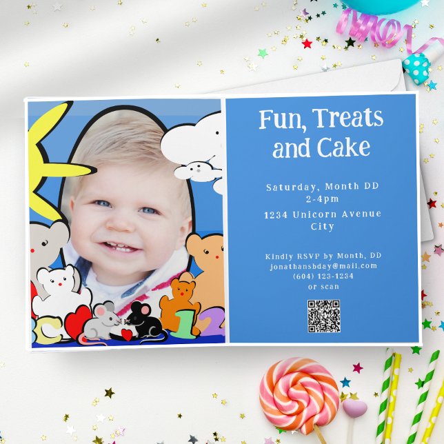 Colourful Animals Birthday Card Invitation (Creator Uploaded)