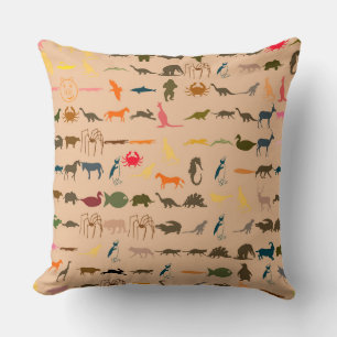 Colourful Animals Pattern #2 Throw Pillow