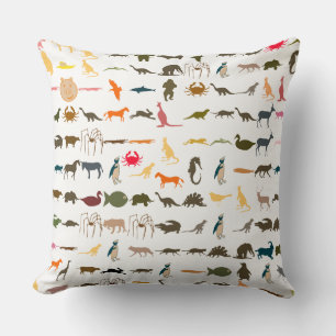 Colourful Animals Pattern #4 Throw Pillow
