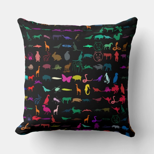 Colourful Animals Pattern Throw Pillow (Front)