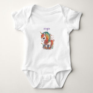 Colourful Animated Baby Unicorn Bodysuit