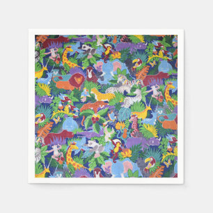 Colourful Animated Safari Animals Napkin