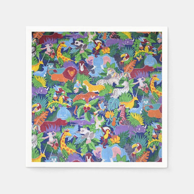Colourful Animated Safari Animals Napkin (Front)