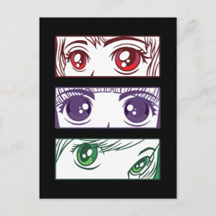 Colourful Anime Girl Eyes Cute Otaku Girls Postcard