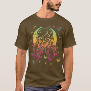 Colourful Anime Girl with Butterflies Premium T-Sh T-Shirt