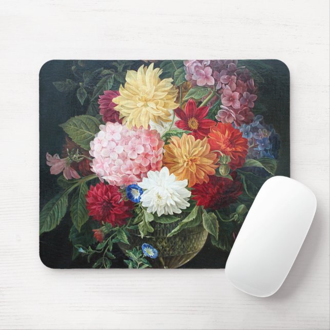Colourful Antique Flowers Still Life Art Painting Mouse Pad (With Mouse)