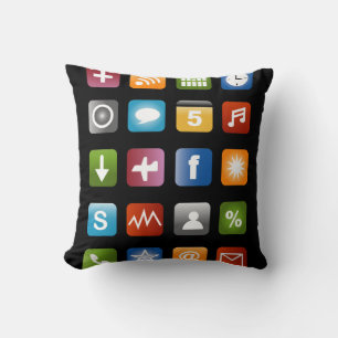 Colourful app icons throw pillow design