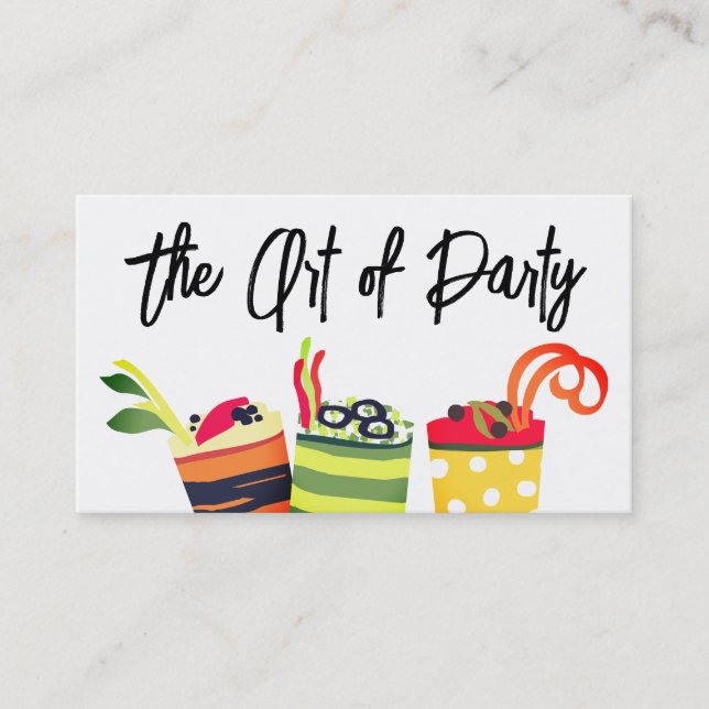 colourful appetizers chef catering business card.. card (Front)