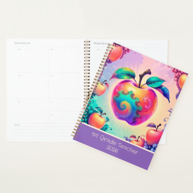 Colourful apple for 1st grade teacher 2026 planner (Display)