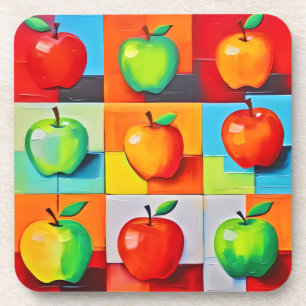 Colourful Apple Grid Coaster