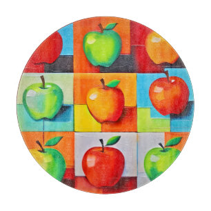Colourful Apple Grid Cutting Board