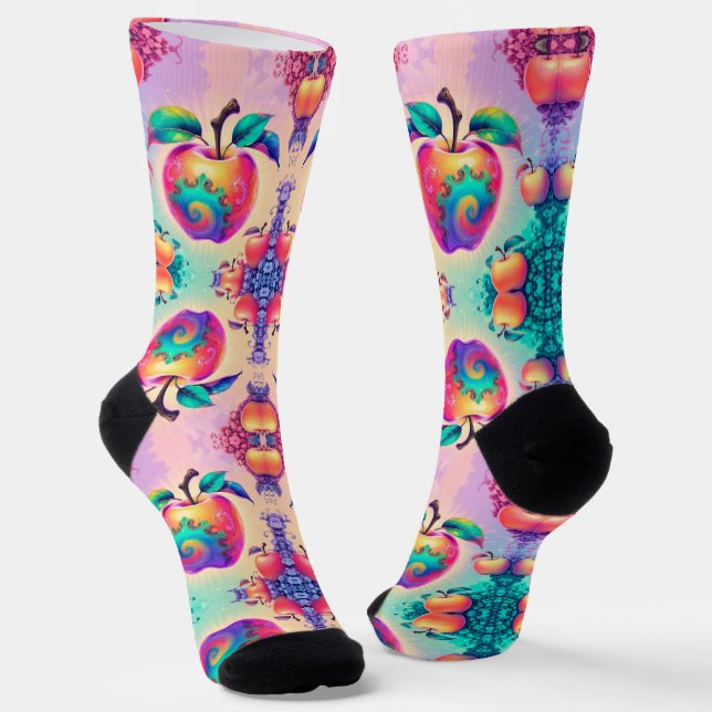 Colourful apple socks (Angled)