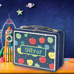 Colourful Apples fruit personalized name Metal Lunch Box