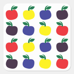 Colourful Apples Fruits Square Sticker