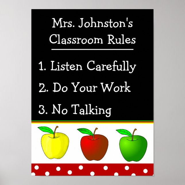 Colourful Apples School Classroom Rules Poster (Front)