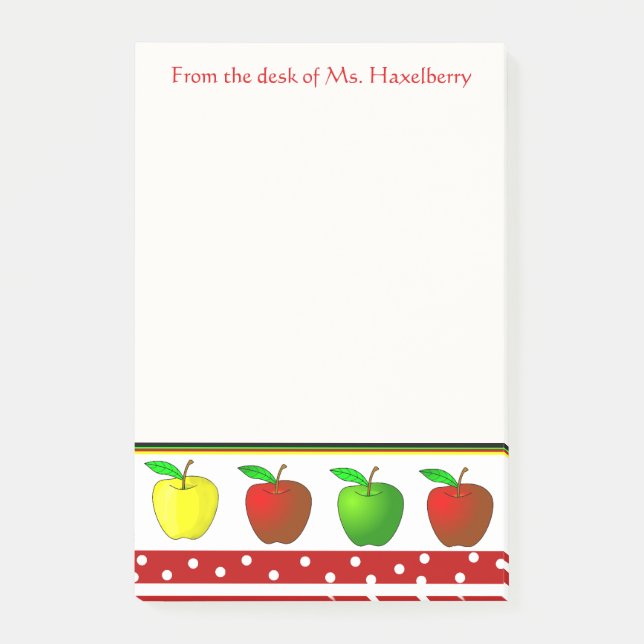 Colourful Apples Teachers Personalized Note Pad (Front)