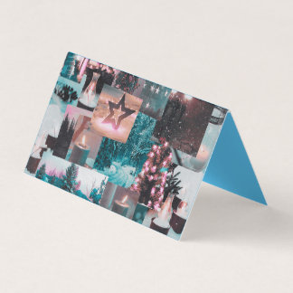 Colourful Aqua & Pink Christmas Collage Folded Car