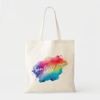 Colourful aquarel rainbow positive quote tote bag