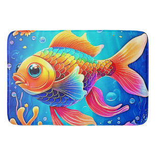 Colourful Aquarium Fish Art Bath Mat