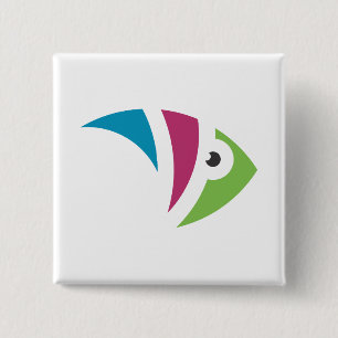colourful aquarium fish illustration design 2 inch square button