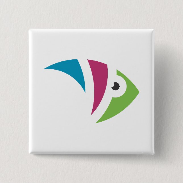 colourful aquarium fish illustration design 2 inch square button (Front)