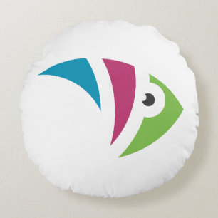 colourful aquarium fish illustration design round pillow