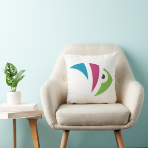 colourful aquarium fish illustration design throw pillow