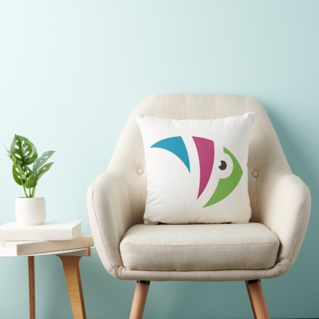 colourful aquarium fish illustration design throw pillow (Chair)