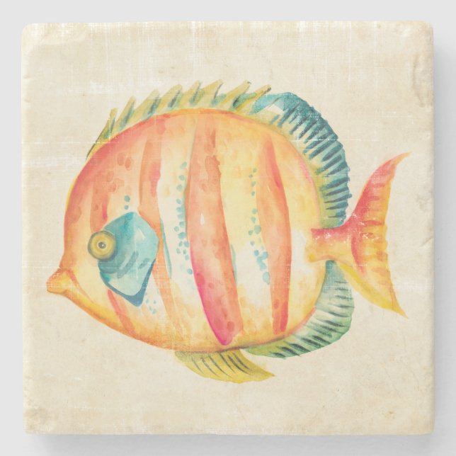 Colourful Aquarium Fish Stone Coaster (Front)