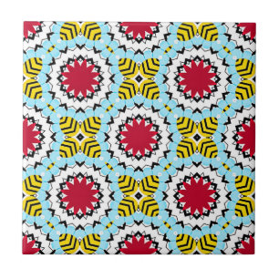 Colourful Arabesque Kaleidoscopic Geometric Patter Tile