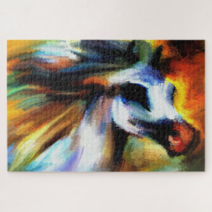 Colourful Arabian horse has a rainbow colour chest Jigsaw Puzzle