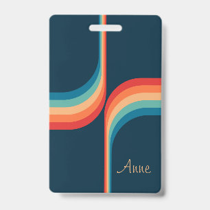 Colourful arches in retro style badge