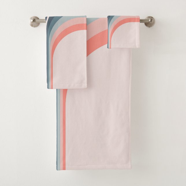 Colourful arches in retro style bath towel set (Insitu)