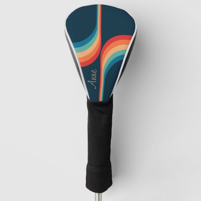 Colourful arches in retro style golf head cover (Front)