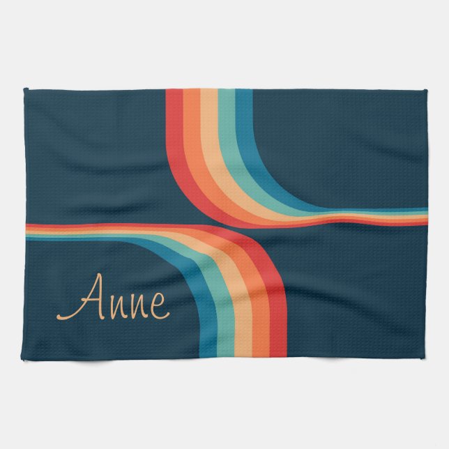 Colourful arches in retro style kitchen towel (Horizontal)