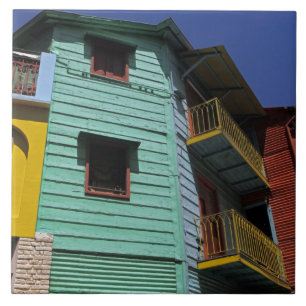 Colourful architecture of La Boca neighbourhood Tile