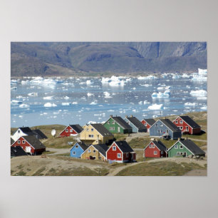 Colourful architecture of the town, Narsaq, Poster