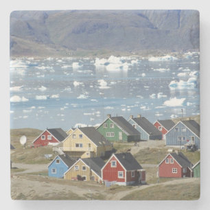 Colourful architecture of the town, Narsaq, Stone Coaster