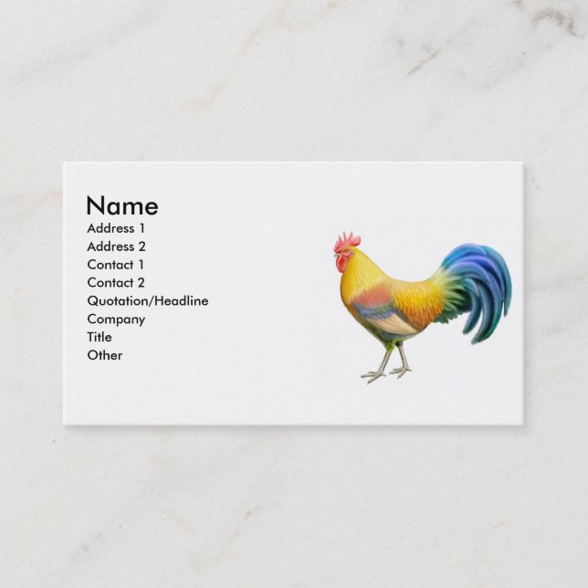 Colourful Ardenner Rooster Business Card (Front)