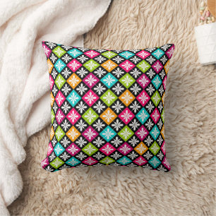 Colourful Argyle and Floral Pattern Jumbo Pillow